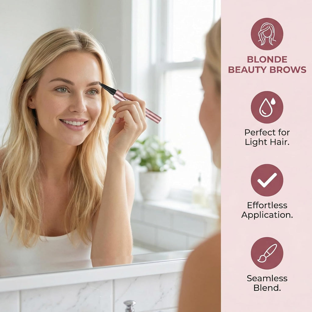 4-Tip Eyebrow Pen, Professional Makeup, 24Hr Wear, Waterproof, 6 Colors Available, Hair-Like Strokes, Rose Gold (2#Dark Coffee)
